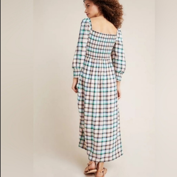 Anthropologie Maeve Cerie Plaid Smocked Maxi Dress, S - Picture 2 of 15